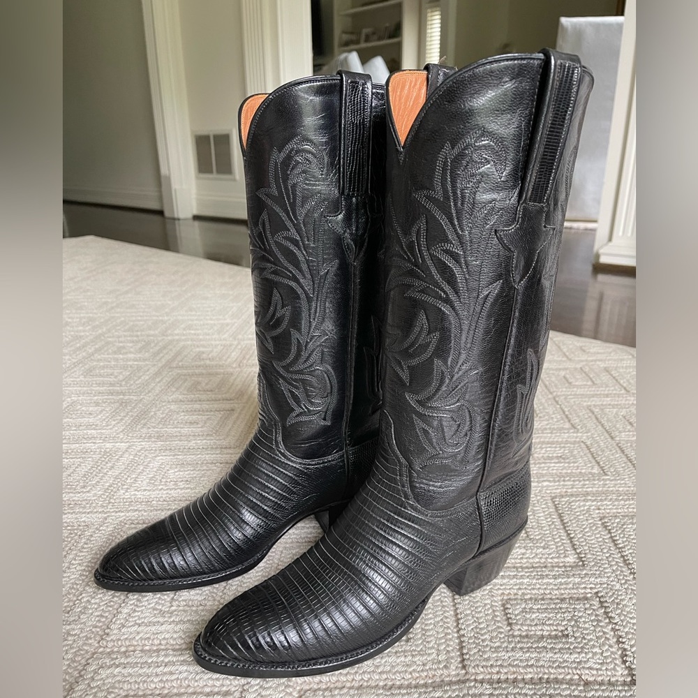 Lucchese Black Lizard Cowboy Boots, Women’s size 7.5 B